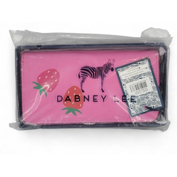 Dabney Lee Strawberry Print Pink Zip Wallet NWT Faux Leather‎ Clutch - Picture 1 of 7